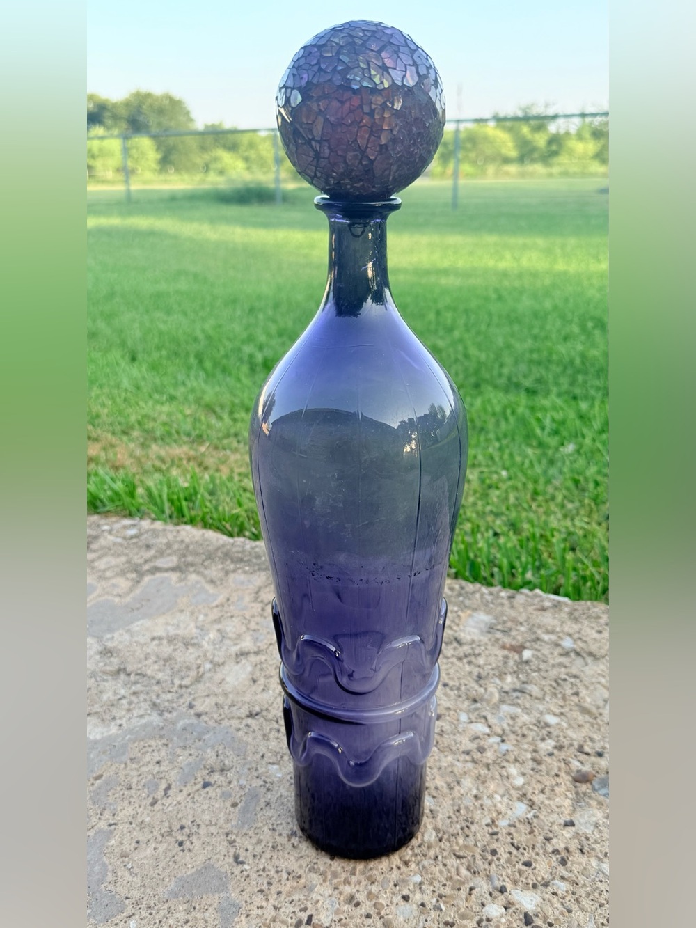 Vintage Rossini Amethyst Glass Empoli Genie Bottle Decanter With Glass Ball